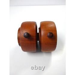 DANSK Teak Salt Shaker Pepper Grinder Plastic IHQ Denmark Double Barrel 824