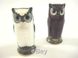 David Andersen Sterling Silver Enameled Owl Salt & Pepper Shakers Pair 2pc