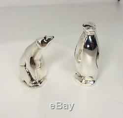 David Andersen Sterling Silver Figural Polar Bear & Penguin Salt/Pepper Shakers