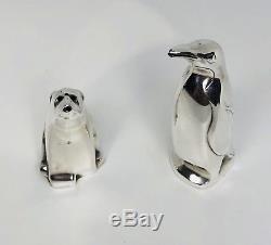 David Andersen Sterling Silver Figural Polar Bear & Penguin Salt/Pepper Shakers