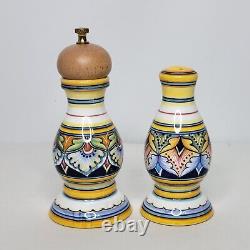 Deruta Italian Pottery Salt and Pepper Grinder Mill Gialletti Giulio Colorful