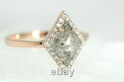 Diamond Ring, 2 Carat Salt And Pepper Gray Kite Cut Engagement Ring