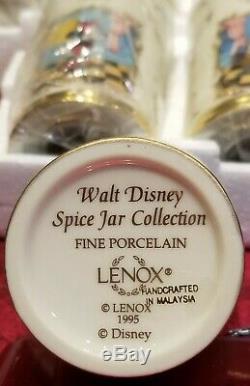 Disney LENOX Porcelain Spice Jar Set Wood Spice Rack Bonus Salt & Pepper