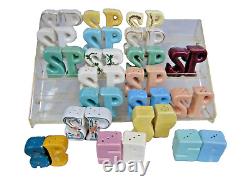 Display Lot Vintage Letters S & P Salt & Pepper Shakers 19 Pottery + 1 Chalk