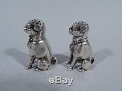 Dominick & Haff Salt & Pepper Shakers Pug Dog Dogs American Sterling Silver