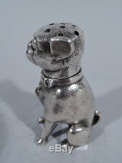 Dominick & Haff Salt & Pepper Shakers Pug Dog Dogs American Sterling Silver