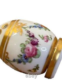 Dresden Made in Saxony Germany Petite Egg Shaped S & P Shakers Hand Painted RARE