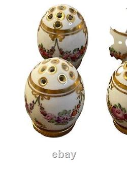 Dresden Made in Saxony Germany Petite Egg Shaped S & P Shakers Hand Painted RARE