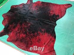 Dyed Red Cowhide Rug Size 7' X 7' Dyed Red on Salt & Pepper Cowhide Rug M-321