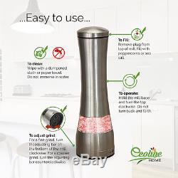 ECOLINE HOME Salt and Pepper Grinders Mills Set 2 in 1- Stainless Steel Manual M