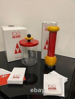 ETTORE SOTTSASS / Alessi Twergi salt pepper spice grinder Red and Jar New in box