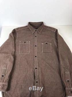 Eastman Leather Clothing Elmc Salt Pepper Brown Chambray Work Shirt 16.5 44 XL
