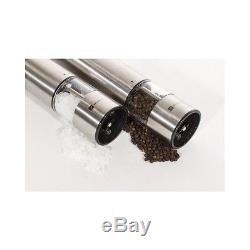 Electric Salt & Pepper Stainless Steel Grinder Set Adjustable New LED Zelancio