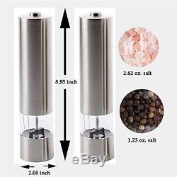 Electric Salt and Pepper Grinder Set Automatic Stainless Steel Ceramic Set of 2