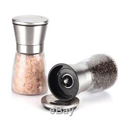 Elegant Salt and Pepper Grinder Set, Salt and Pepper Shakers with Adjustable and
