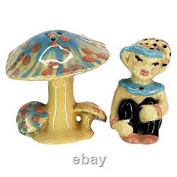 Elf Toadstool Salt Pepper Shakers Sprite Fairy Mushroom Ceramic Arts Studio