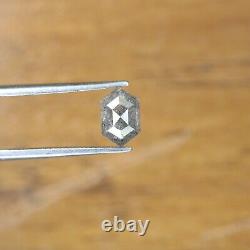 Elongated Hexagon Salt and Pepper Loose Diamond 0.93 CT 7.2 MM For Stone Ring