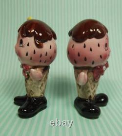 Enesco Anthropomorphic Girl/Boy Strawberry Ice Cream Cone Salt & Pepper Shakers