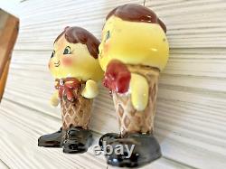 Enesco Anthropomorphic Girl/Boy Vanilla Ice Cream Cone Salt & Pepper Shakers Kid