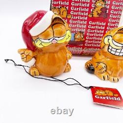Enesco Garfield Cat ceramic Christmas Salt Pepper Shakers Figurines VTG 1981 Box