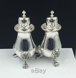 England Elegant Sterling Silver Lion Footed Salt And Peppers Shaker By Suckling