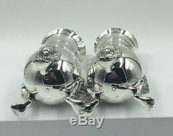England Elegant Sterling Silver Lion Footed Salt And Peppers Shaker By Suckling