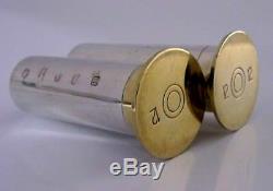 English Solid Silver Shotgun Shell Case Salt & Pepper Pots Hunting Shooting
