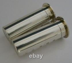 English Solid Sterling Silver Shooting Shell Case Salt & Pepper Pots 2004