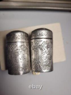 Engraved silver Salt And Pepper Shakers