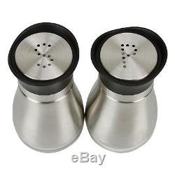 Evelyne Stainless Steel Salt & Pepper Shakers Set With Tray Glass Bottom Casing