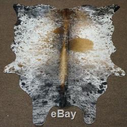 Exotic Salt and Pepper Brazilian Rodeo Cowhide rug area rug 7x6ft- 2559