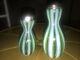 Fenton Art Glass Green Opalescent New World Stripe Optic Salt and Pepper Shakers