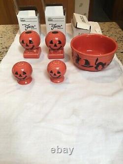 Fiesta Halloween Pumpkin Salt & Pepper Shaker Set, Candle Set and Bowl