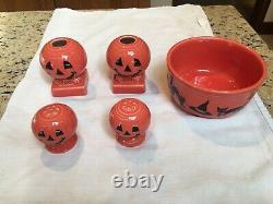 Fiesta Halloween Pumpkin Salt & Pepper Shaker Set, Candle Set and Bowl