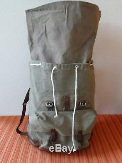 Fine Swiss Army Military Backpack Rucksack 1961 CH Canvas Salt & Pepper 61