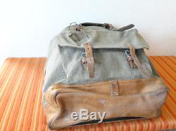 Fine Vintage Swiss Army Military Backpack Rucksack 1956 Canvas Salt & Pepper