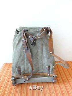Fine Vintage Swiss Army Military Backpack Rucksack 1957 Canvas Salt & Pepper