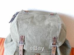 Fine Vintage Swiss Army Military Backpack Rucksack 1958 Canvas Salt & Pepper