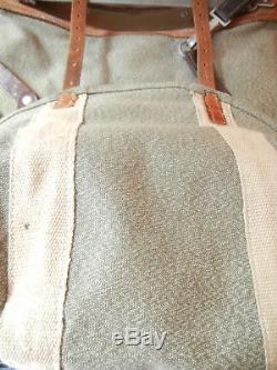 Fine Vintage Swiss Army Military Backpack Rucksack 1965 Canvas Salt & Pepper