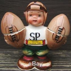 Football player rose bowl souvenir ceramic salt pepper shaker set japan vintage