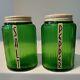 Forest Green Salt & Pepper, by Owens Illinois Glass Co. C. 1930's Art Deco Style