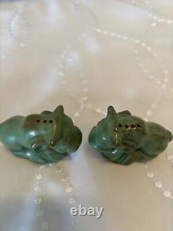 Frankoma Rare 1942 Cow Bull #166H salt and pepper shakers. Excellent Condition