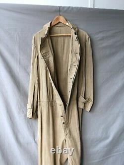 French Antique Clothing 1910s Coveralls 1920s Vtg Salt Pepper Striped Coveralls
