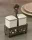 GG Collection Salt and Pepper Set with Metal Holder Cream