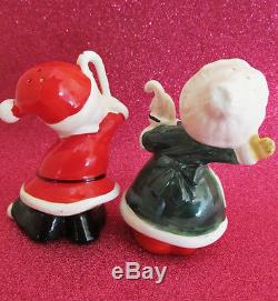 GOLFING SANTA AND MRS CLAUS Salt and Pepper Shakers LEFTON CHRISTMAS
