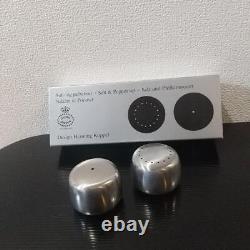 George Jensen x Royal Copenhagen Salt and Pepper Shakers Stainless Unused