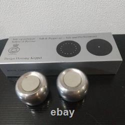 George Jensen x Royal Copenhagen Salt and Pepper Shakers Stainless Unused