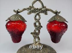Glass Ruby Red Strawberry Salt & Pepper Vintage Shakers