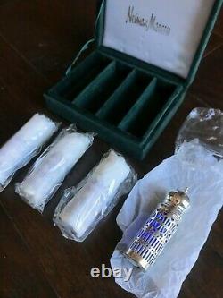 Godinger Silver Art Cobalt Glass Salt Pepper Set Gothic Revival Vintage in Box