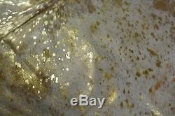 Gold Metallic Cowhide Rug Size 6 X 6 ft Gold on Salt & Pepper Rug D-812